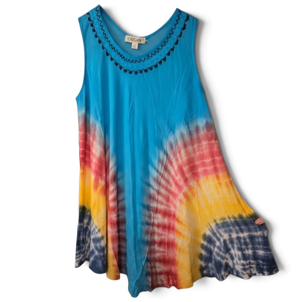 Tie-Dye Swing Tank Dress - Blue, pink, Yellow